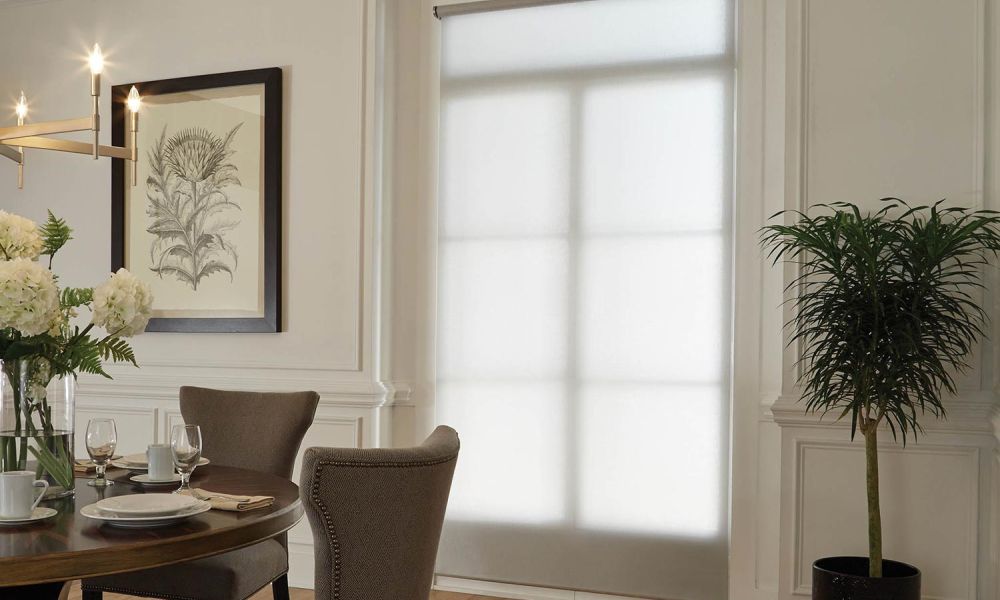 Lutron Solar shades in a white loft